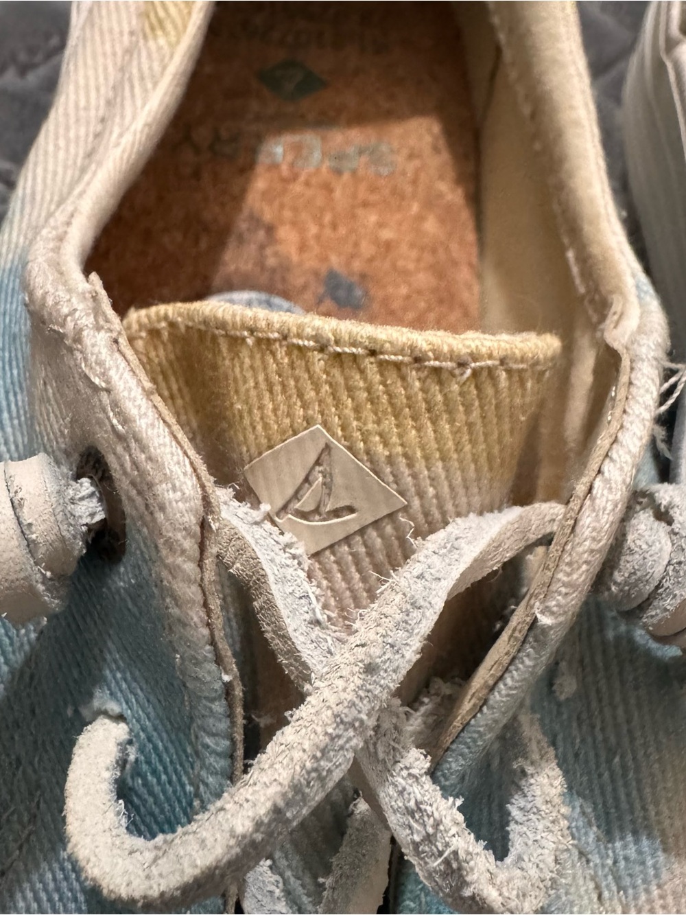 Women’s Sperry Tie-Dye Canvas Slip-On Sneakers in Teal and Cream — Easy On/Off - Picture 2 of 8